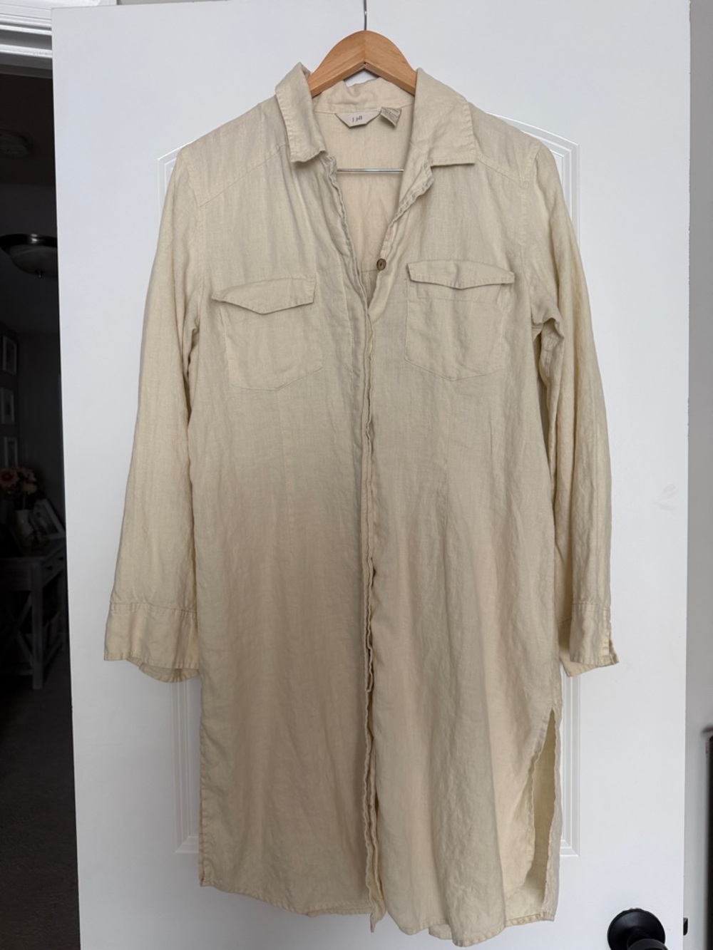 J. Jill Cream Long Sleeve Shirt Dress